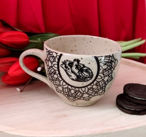 Kubek w koronki + serce toczony na kole 300 ml 1/03