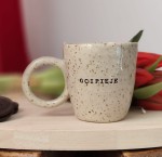 Kubek z napisem : COOKIE MONSTER  , lepiony ręcznie ok 200 ml 22/03