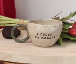 Kubek z napisem : I COULD BE MEANER, lepiony ręcznie ok 160 ml 34/03