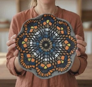 Patera ręcznie wykonana KORONKA kolorowa 75/03