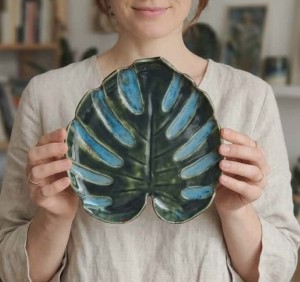 Patera ręcznie wykonana LIŚĆ MONSTERA 122/03