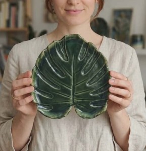 Patera ręcznie wykonana LIŚĆ MONSTERA 123/03