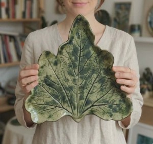 Patera ręcznie wykonana LIŚĆ duża 120/03