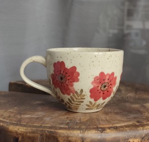 Kubek w kwiaty  toczony na kole 300 ml 10/04