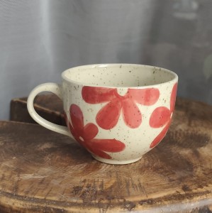 Kubek w kwiaty  toczony na kole 300 ml 14/04