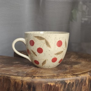 Kubek w wisienki  toczony na kole 300 ml 19/04