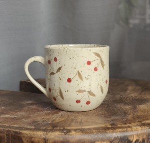 Kubek w WISIENKI toczony na kole 200 ml 22/04