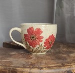 Kubek w kwiaty  toczony na kole 300 ml 2/04