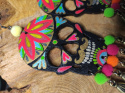 Kolczyki drewniane czaszki ręcznie malowane